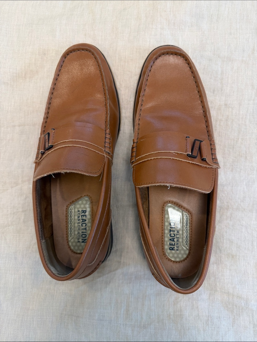 Kenneth Cole Reaction Cognac Brown Leather Loafers
